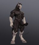  2020 abs animal_genitalia animal_penis balls biceps black_hair cross digitigrade equid equine equine_penis erection flared_penis genitals gradient_background hair hi_res hooves horse inverted_cross jewelry laser_(artist) looking_at_viewer male mammal medial_ring muscular necklace pecs penis simple_background smile smirk solo thigh_muscles 