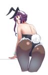  animal_ears ass back bare_back bunny_ears bunny_girl bunny_tail bunnysuit cowboy_shot earrings forehead_jewel from_behind gem headband highres jewelry jstyleartz looking_back mirelia_q_melromarc pantyhose purple_eyes purple_hair short_hair sidelocks simple_background tail tate_no_yuusha_no_nariagari white_background white_headband wrist_cuffs 