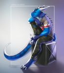  2020 4_toes 5_fingers anthro blue_body blue_scales clothed clothing digital_media_(artwork) dragon fingers male scales solo spines toes wingless_dragon yasmil 