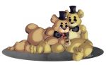  animatronic balls duo erection fellatio five_nights_at_freddy&#039;s freddy_(fnaf) genitals golden_freddy_(fnaf) machine male male/male mammal oral penile penis robot sex simple_background slightly_chubby snowhip ursid video_games white_background 