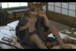  4_fingers anthro backpack black_bars clothed clothing detailed_background digital_media_(artwork) domestic_cat felid feline felis fingers fur letterbox male mammal phone pink_nose sitting smile solo striped_tail stripes teeth terry_grimm toes waking_up 