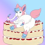  1:1 big_butt butt cake eeveelution female food fruit genitals hi_res hybrid legendary_pok&eacute;mon nintendo plant pok&eacute;mon pok&eacute;mon_(species) presenting presenting_pussy pussy raised_tail shaymin strawberry sylveon teasing temiest tongue tongue_out video_games 