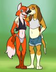  anthro bassy_wolfeh bloodhound brown_body brown_fur bulge canid canine canis clothing copper_(fath) disney domestic_dog duo fox fox_and_the_hound fur hi_res hunting_dog male male/male mammal orange_body orange_fur scent_hound smile tod tod_(fath) 