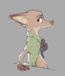  2020 anthro brown_body brown_fur canid canine clothed clothing disney fox fur grey_background hi_res inner_ear_fluff lando mammal necktie nick_wilde open_shirt red_fox shirt simple_background smile solo topwear tuft zootopia 