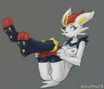  anthro breasts butt cinderace clothing digital_media_(artwork) female fur genitals hi_res lagomorph leporid mammal nintendo nipples nude pok&eacute;mon pok&eacute;mon_(species) pussy sealer4258 simple_background solo video_games white_body white_fur 