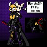  1:1 aggressive_retsuko ailurid anthro ball_gag bdsm bondage bound breasts canid canine clothed clothing dialogue dildo duo english_text female fennec fenneko fox fur gag gagged hi_res krano_network leather male male/female mammal nipples open_mouth paddle purple_background red_panda retsuko rubber rubber_suit sanrio sex_toy simple_background smile standing strapon submissive text tongue white_eyes wide_hips 