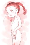  1girl braid fingering flat_chest highres long_hair masturbation monochrome navel nipples nude open_mouth original pussy solo teruki_kuma twin_braids twintails 