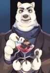  2016 anthro black_nose clothed clothing disney duo eulipotyphlan fully_clothed fur hi_res holding_character mammal mr._big polar_bear shrew siam貝 ursid ursine white_body white_fur wine_glass zootopia 