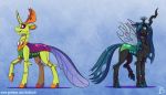  arthropod changeling fangs female friendship_is_magic green_eyes hi_res horn insect_wings inuhoshi-to-darkpen male my_little_pony purple_eyes queen_chrysalis_(mlp) slit_pupils thorax_(mlp) wings 