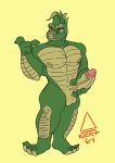  anthro big_penis dinosaur ejekt64 genitals growth male masturbation muscle_growth muscular penile penile_masturbation penis reptile robbie_sinclair scalie solo 