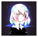  1other black_shirt blue_eyes blue_hair border buttoniris closed_mouth commentary diamond_(houseki_no_kuni) english_commentary highres houseki_no_kuni looking_at_viewer multicolored multicolored_eyes multicolored_hair pink_eyes pink_hair shirt short_hair white_border white_hair wing_collar 