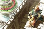  bad_pixiv_id flower hajikami instrument lute_(instrument) no_humans pixiv_fantasia pixiv_fantasia_4 pointy_ears sitting solo stairs 