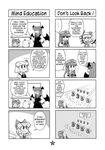  6+girls cirno comic communism flandre_scarlet greyscale hammer_and_sickle hard_translated highres hong_meiling koakuma monochrome multiple_4koma multiple_girls rumia tagawa_gengo touhou translated 