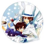  bad_id bad_pixiv_id brown_hair cape circle edogawa_conan falling formal glasses houhou_(black_lack) kaitou_kid male_focus meitantei_conan monocle multiple_boys smile suit 