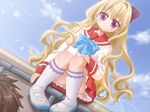  1girl blonde_hair game_cg idea_factory kuraki kuraki_fumie long_hair osouji_sentai_clean_keeper purple_eyes sequential sequential_set violet_eyes 