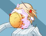  blonde_hair brave_witches cake candle food fruit in_the_face naageru nikka_edvardine_katajainen pie_in_face solo strawberry strawberry_shortcake whipped_cream world_witches_series 
