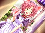  :d animal_ears cat_ears cat_paws cat_tail closed_eyes game_cg gloves horii_kumi kawamura_yuu maid open_mouth paw_gloves paws pink_hair se.kirara smile solo tail 