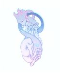  2018 ambiguous_gender canisalbus crossed_arms curled_tail curled_up digital_media_(artwork) eyes_closed felid feline feral floating glowing hi_res legendary_pok&eacute;mon legs_together mammal mewtwo nintendo pok&eacute;mon pok&eacute;mon_(species) purple_tail simple_background solo toe_curl video_games white_background 