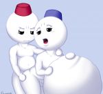  2015 anal balls blush clenched_teeth clothing duo fez genitals hat headgear headwear male male/male navel not_furry open_mouth penis rawenski snow_bro_(snow_bros.) snow_bros snowball snowman teeth 