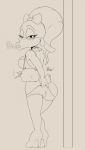  &lt;3 anatid anseriform anthro avian bird cigarette clothed clothing daisy_duck disney duck female flashing footwear hi_res high_heels legwear looking_at_viewer looking_back monochrome rawenski shoes simple_background smoking solo thigh_highs 