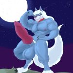  1:1 angrypotato96 anthro big_penis blue_body blue_fur bow_tie canid canine canis fur genitals hair huge_penis hyper hyper_genitalia hyper_penis long_hair male mammal muscular muscular_male penis solo white_hair wilford_wolf wolf 