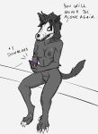  anthro black_body black_fur bone breasts canid canine cellphone claws dialogue english_text female fur genitals hair malo mammal monster nipples phone pussy scp-1471 scp-1471-a scp_foundation skull solo text yamagah 