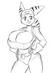  absurd_res angela_cross big_breasts breast_expansion breasts female hi_res huge_breasts humanoid lombax mammal mechogama monochrome ratchet_and_clank solo video_games 