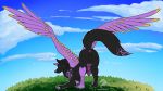  16:9 canid canine canis dragonboii78 feral grass hi_res knot mammal sky solo widescreen wings wolf 