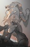  1girl against_wall animal_ears bangs boku_no_hero_academia bunny_ears bunny_tail clothed_sex dark_skin doggystyle erection gloves highres large_penis leotard long_hair looking_back monochrome naftosaur naughty_face parted_bangs penis pov sex slender_waist solo_focus tail tail_through_clothes torn_clothes torn_leotard torso_grab uncensored usagiyama_rumi 