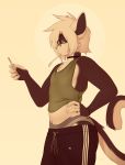  anthro black_body black_fur clothing domestic_cat felid feline felis fur hi_res male mammal nextel proby shirt solo sweatpants tank_top topwear underwear white_body white_fur 