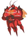  ambiguous_gender antennae_(anatomy) biceps blush bodily_fluids buzzwole flying_sweatdrops hi_res juggermelon muscular nintendo pok&eacute;mon pok&eacute;mon_(species) red_body shy simple_background solo spikes sweat sweatdrop ultra_beast video_games white_background wings 