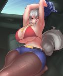  absurd_res animal_humanoid big_breasts bikini bikini_top bottomwear breasts canid canid_humanoid canine canine_humanoid car cleavage clothed clothing curvaceous curvy_figure female fluffy fluffy_tail fur glistening glistening_clothing grey_body grey_fur grey_hair hair hi_res hotpants huge_breasts humanoid inside inside_car legwear light_skin looking_at_viewer mammal mammal_humanoid midriff momiji_inubashiri monotone_hair necktie nipple_outline partially_clothed red_eyes shirt short_hair shorts sitting small_waist solo stockings swimwear thick_thighs tight_clothing tochinoko topwear touhou undressing vehicle video_games voluptuous wide_hips wolf_humanoid 