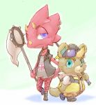  animal_crossing anthro beaver blush buckteeth butterfly_net c.j._(animal_crossing) chameleon choker clothing duo eyewear fishing_rod flick_(animal_crossing) freckles goth hat headgear headwear hi_res jewelry lizard male mammal necklace nintendo nyanta_(artist) red_body red_scales reptile rodent scales scalie solo sunglasses teeth video_games 