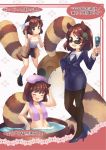  :3 alternate_costume animal_ears arm_up bathing bike_shorts brown_eyes brown_hair closed_eyes drumsticks eyebrows_visible_through_hair formal futatsuiwa_mamizou hachimaki hair_ornament headband high_heels leaf_hair_ornament miniskirt neuralyzer office_lady open_mouth pantyhose partially_submerged pencil_skirt pink_towel raccoon_ears raccoon_tail sarashi sen1986 skirt skirt_suit suit sunglasses taiko_sticks tail touhou towel towel_around_neck towel_on_head urban_legend_in_limbo 