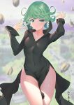  cleavage dress one_punch_man skirt_lift tatsumaki_(one_punch_man) xiumu_bianzhou 