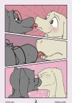  &lt;3 absurd_res anthro asriel_dreemurr black_eyes blush bodily_fluids boss_monster bovid caprine comic deltarune duo eyes_closed french_kissing fur grey_body grey_ears grey_fur hi_res kissing looking_at_another male male/male mammal mc1 ralsei saliva text tongue tongue_out undertale url video_games 