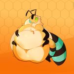  anthro arthropod bee beehive belly big_belly corvidcritter expansion female hi_res honey hymenopteran insect morbidly_obese multi_limb navel obese overweight 