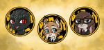  anthro arten_reichtum bad_guy_cafe black_body black_skin blue_eyes brown_body brown_eyes brown_fur chibi dagonn eyewear felid feline fur glasses group hi_res komodo_dragon lagomorph leporid lizard lynx male mammal monitor_lizard ned_(anheledir) rabbit red_eyes reptile scales scalie ziegelzeig 