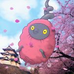  blue_sky building burmy burmy_(trash) cloud cloudy_sky commentary creature day english_commentary full_body gen_4_pokemon highres hisoyyob no_humans outdoors pokemon pokemon_(creature) sky solo tree 