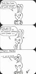  absurd_res anthro book comic dialogue el_se&ntilde;or_erizo eyelashes fanny female hi_res humor lagomorph leporid mammal monochrome rabbit simple_background simple_eyes solo spanish_text speech_bubble text 