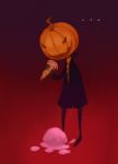  ... 1boy cape food gradient gradient_background halloween holding holding_food ice_cream ice_cream_cone jack-o&#039;-lantern looking_down male_focus original pumpkin red_background solo standing torn_cape torn_clothes yuho_kim 