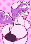  anthro anthrofied anus backsack balls big_breasts big_butt breasts butt clothing equid friendship_is_magic fu-do genitals gynomorph hi_res horn huge_butt intersex looking_back mammal my_little_pony nipples panties panties_down perineum raised_tail solo sweetie_belle_(mlp) thick_thighs underwear unicorn 