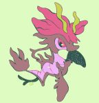  commentary commission creature dragalge english_commentary full_body gen_6_pokemon green_background highres no_humans pinkgermy pokemon pokemon_(creature) purple_eyes signature simple_background solo 