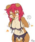  2020 anthro areola black_nose blush breasts brown_eyes canid canine canis cheek_tuft clothing countershading domestic_dog facial_tuft female front_view fur garter_belt garter_straps hair kemono lingerie mammal navel no3512 open_nipple_bra portrait red_hair shiba_inu short_hair simple_background solo spitz standing tan_body tan_fur three-quarter_portrait tuft white_background yoriko 