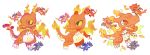  charizard claws commentary creature dragon english_commentary fiery_tail fire flying full_body gen_1_pokemon gigantamax gigantamax_charizard horns mega_charizard_x mega_charizard_y mega_pokemon no_humans pinkgermy pokemon pokemon_(creature) simple_background tail white_background 
