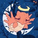  character_name commentary creature crescent_moon english_commentary full_body gen_3_pokemon inktober moon night night_sky no_humans number outdoors pokemon pokemon_(creature) pokemon_number shedinja sky solo star_(sky) starry_sky tonestarr tree 