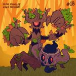  autumn_leaves character_name commentary creature english_commentary forest full_body gen_6_pokemon grass inktober leaf nature no_humans number outdoors phantump pokemon pokemon_(creature) pokemon_number standing tonestarr tree trevenant 
