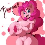  2020 5_fingers areola big_breasts breasts dialogue digital_media_(artwork) english_text equid equine eyebrows eyelashes female fingers friendship_is_magic genitals hi_res huge_breasts mammal my_little_pony nipples nude open_mouth pinkie_pie_(mlp) pussy signature solo suirano text wide_hips 