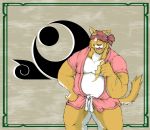  2012 anthro asian_clothing belly canid canine canis clothing domestic_dog east_asian_clothing fundoshi hi_res humanoid_hands japanese_clothing kemono male mammal overweight overweight_male robe scar solo suishou0602 underwear 