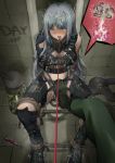  1girl absurdres ak-15_(girls_frontline) bound cum cum_in_pussy defy_(girls_frontline) erkisa girls_frontline highres long_hair pov silver_hair stepped_on tied_up tongue tongue_clamp tongue_out urinal very_long_hair 